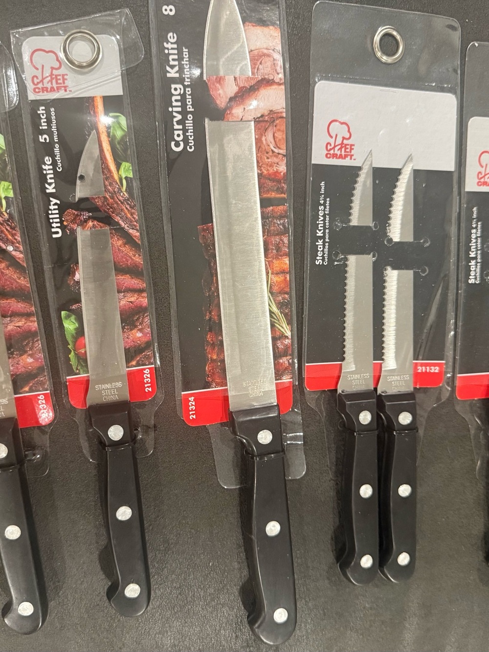 Black Utility & Carving Knife Set - Black Steak Knives